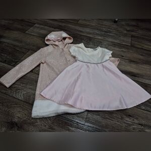 Sweet Heart Rose Baby Girl Rose Gold Dress & Hooded Sparkly "Pea" Coat